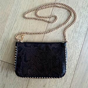 Stradivarius Black and Gold Chain Clutch